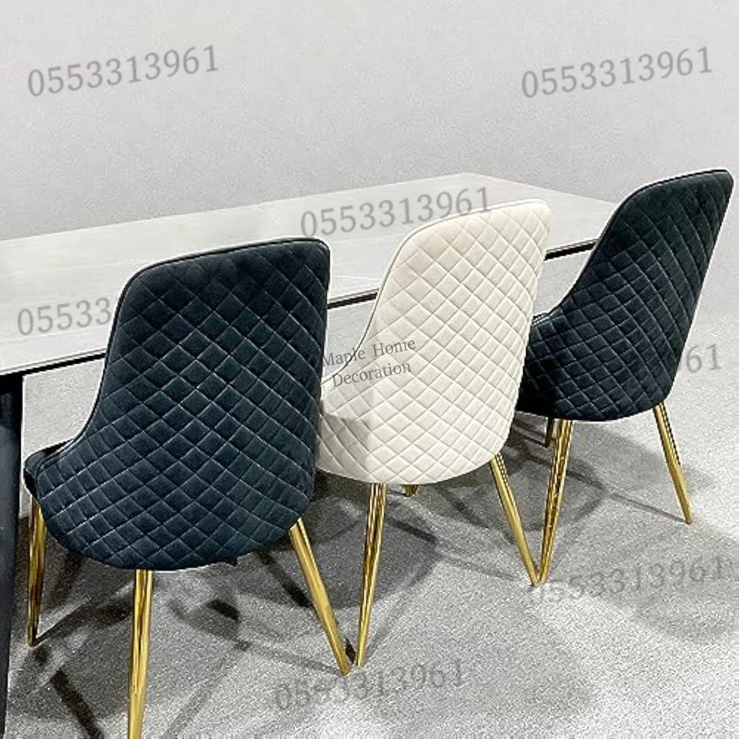 Dining Chairs Velvet Cushion Seat Chair Stainless Steel Golden Legs Dining Room Chair