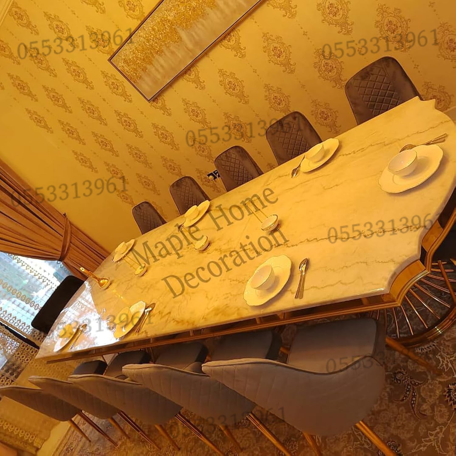 Dining Chairs Velvet Cushion Seat Chair Stainless Steel Golden Legs Dining Room Chair