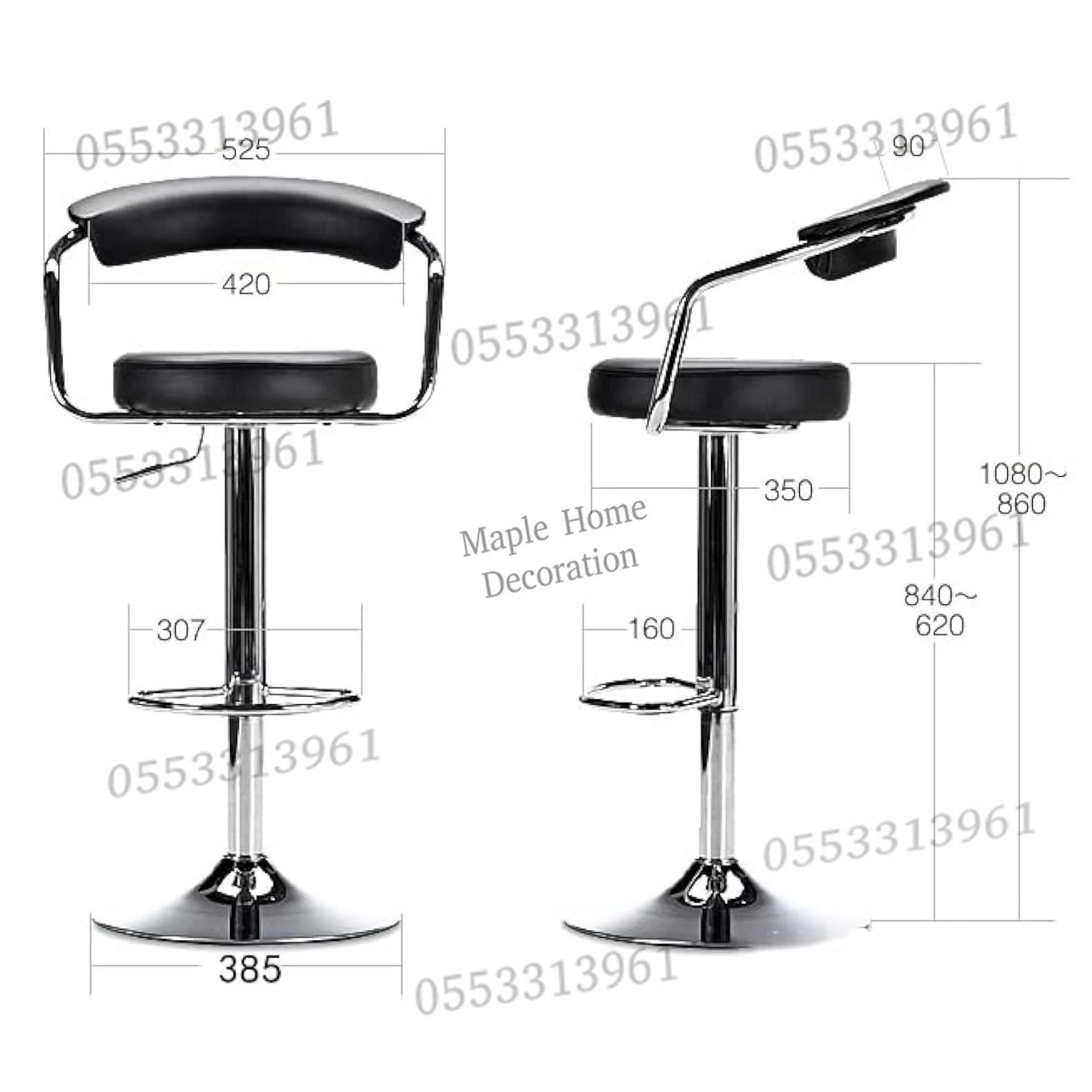 Adjustable Height Swivel Bar Stool Rotation, Stylish & Versatile Seating