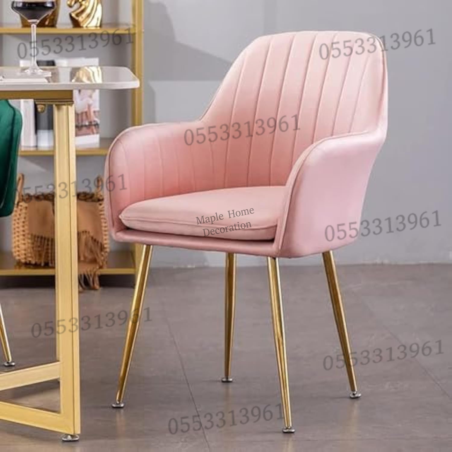 Dining Chairs Velvet Cushion Seat Chair Stainless Steel Golden Legs Dining Room Chair