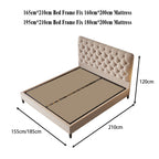 Bed Frame Velvet Fabric Platform Bed Thick Padded Headboard Premium Wooden Frame Bedroom