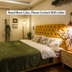 Bed Frame Velvet Fabric Platform Bed Thick Padded Headboard Premium Wooden Frame Bedroom