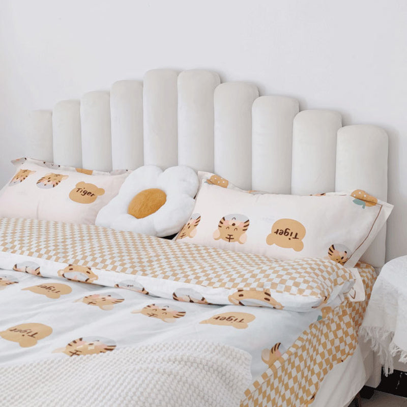 Bed Frame Velvet Fabric Platform Bed Thick Padded Headboard Premium Wooden Frame Bedroom
