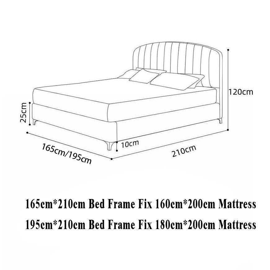 Bed Frame Velvet Fabric Platform Bed Thick Padded Headboard Premium Wooden Frame Bedroom