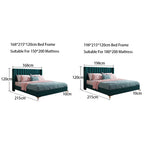 Bed Frame Velvet Fabric Platform Bed Thick Padded Headboard Premium Wooden Frame Bedroom