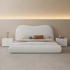 Bed Frame Fleece Fabric Platform Bed Thick Padded Headboard Bedroom Furniture