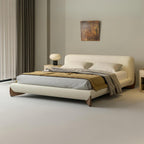 Bed Frame Fleece Fabric Platform Bed Thick Padded Headboard Bedroom Furniture