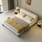 Bed Frame Fleece Fabric Platform Bed Thick Padded Headboard Bedroom Furniture