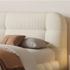 Bed Frame Velvet Fabric Platform Bed Thick Padded Headboard Premium Wooden Frame Bedroom