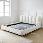 Bed Frame Velvet Fabric Platform Bed Thick Padded Headboard Premium Wooden Frame Bedroom Apartments Furniture