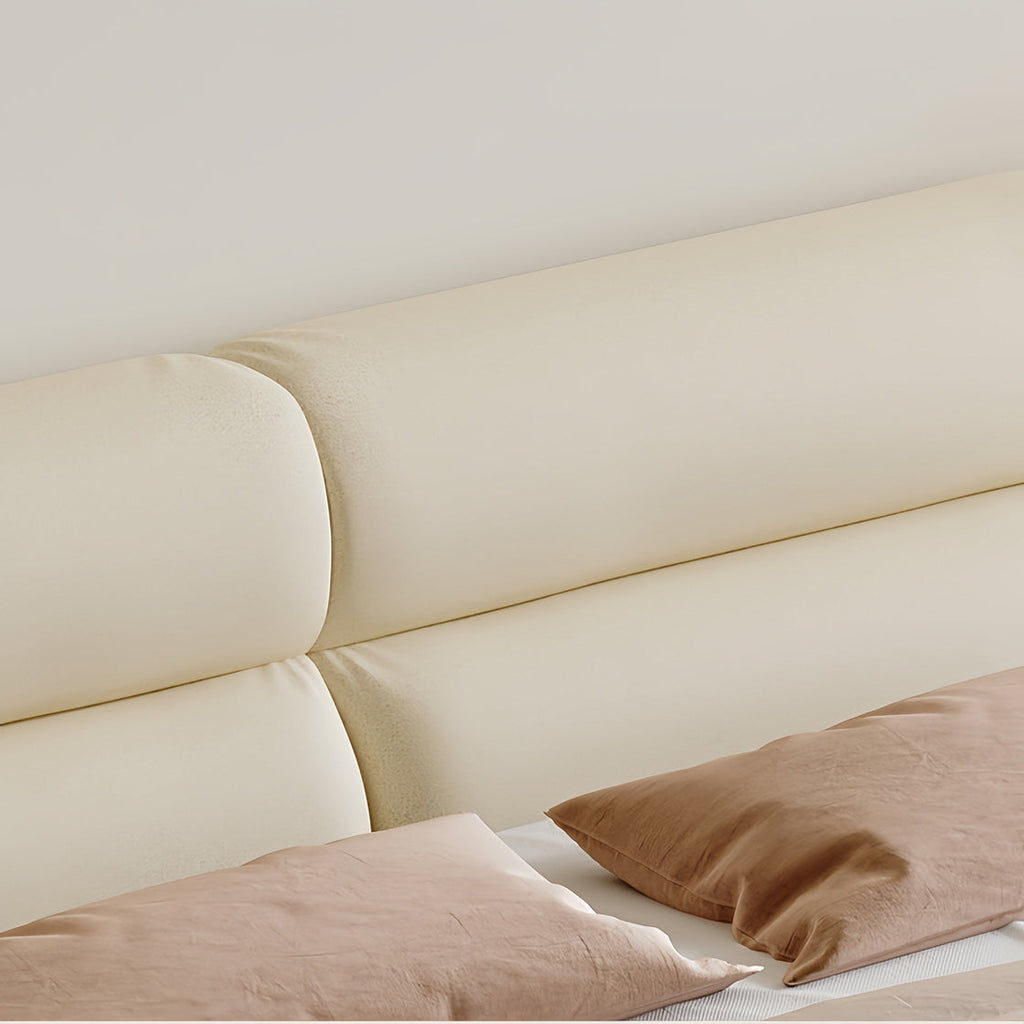Bed Frame Velvet Fabric Platform Bed Thick Padded Headboard Premium Wooden Frame Bedroom Apartments Furniture