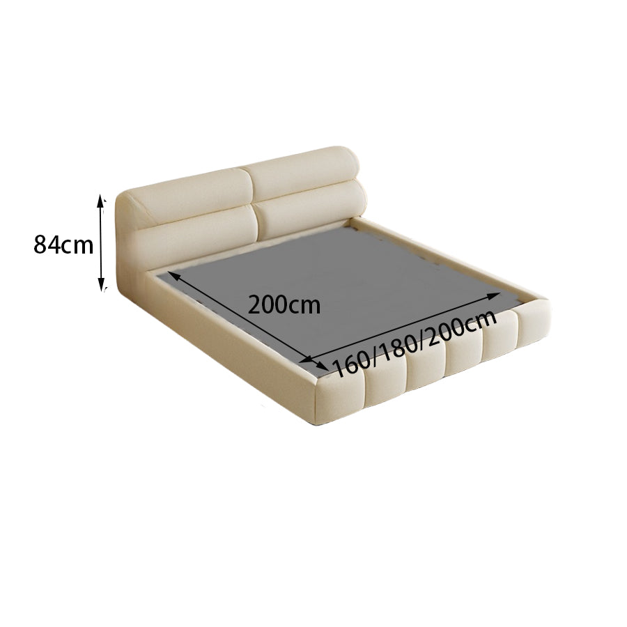 Bed Frame Velvet Fabric Platform Bed Thick Padded Headboard Premium Wooden Frame Bedroom Apartments Furniture