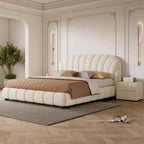 Bed Frame Fleece Fabric Platform Bed Thick Padded Headboard Footboard Premium Wooden Frame Hotels Apartments