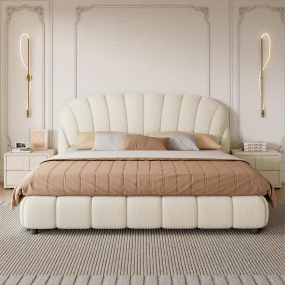 Bed Frame Fleece Fabric Platform Bed Thick Padded Headboard Footboard Premium Wooden Frame Hotels Apartments