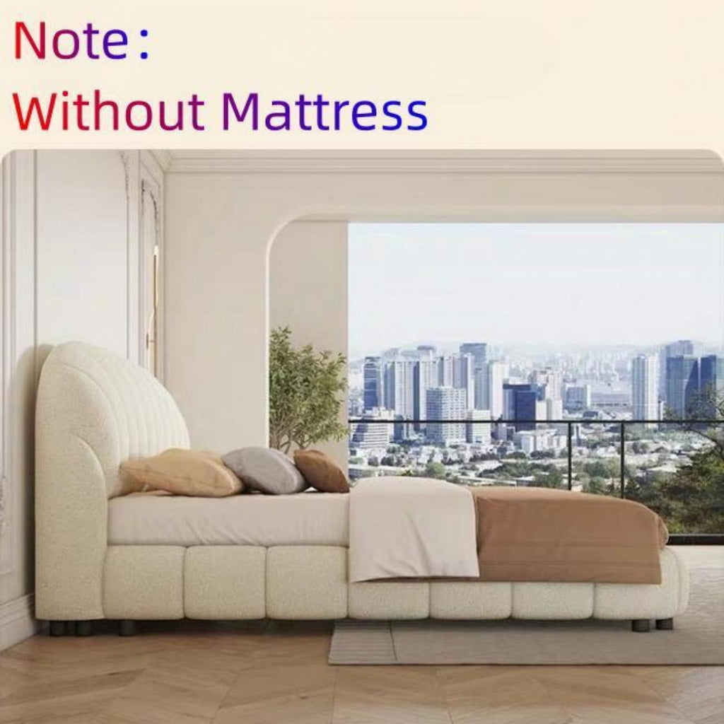 Bed Frame Fleece Fabric Platform Bed Thick Padded Headboard Footboard Premium Wooden Frame Hotels Apartments