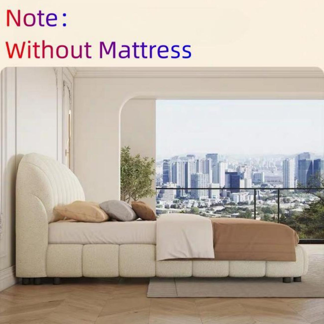 Bed Frame Fleece Fabric Platform Bed Thick Padded Headboard Footboard Premium Wooden Frame Hotels Apartments