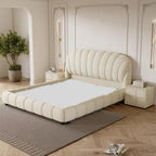 Bed Frame Fleece Fabric Platform Bed Thick Padded Headboard Footboard Premium Wooden Frame Hotels Apartments