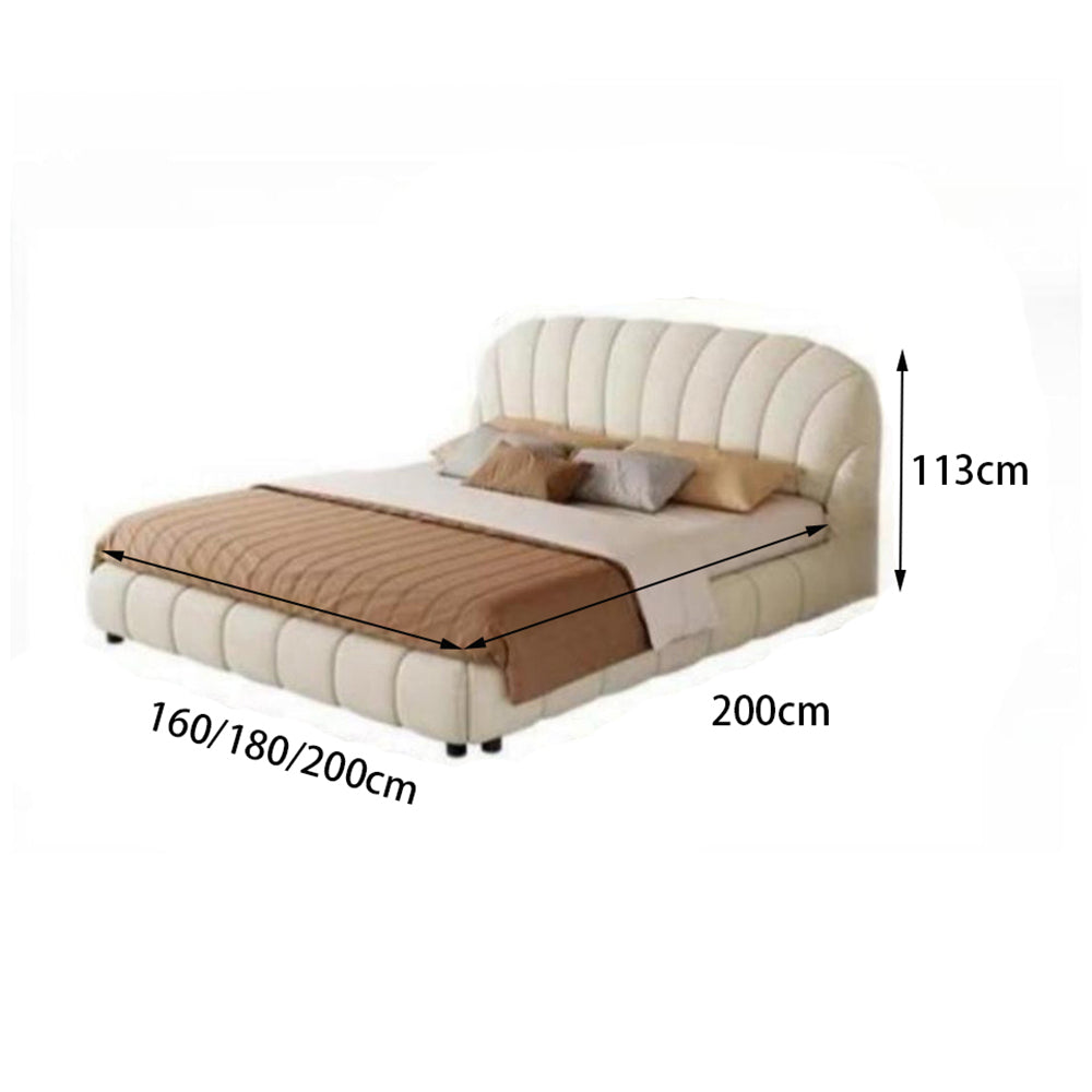 Bed Frame Fleece Fabric Platform Bed Thick Padded Headboard Footboard Premium Wooden Frame Hotels Apartments
