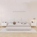 Bed Frame Fleece Fabric Platform Bed Thick Padded Headboard Premium Wooden Frame Bedroom Apartments Furniture
