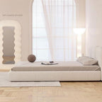 Bed Frame Fleece Fabric Platform Bed Thick Padded Headboard Premium Wooden Frame Bedroom Apartments Furniture