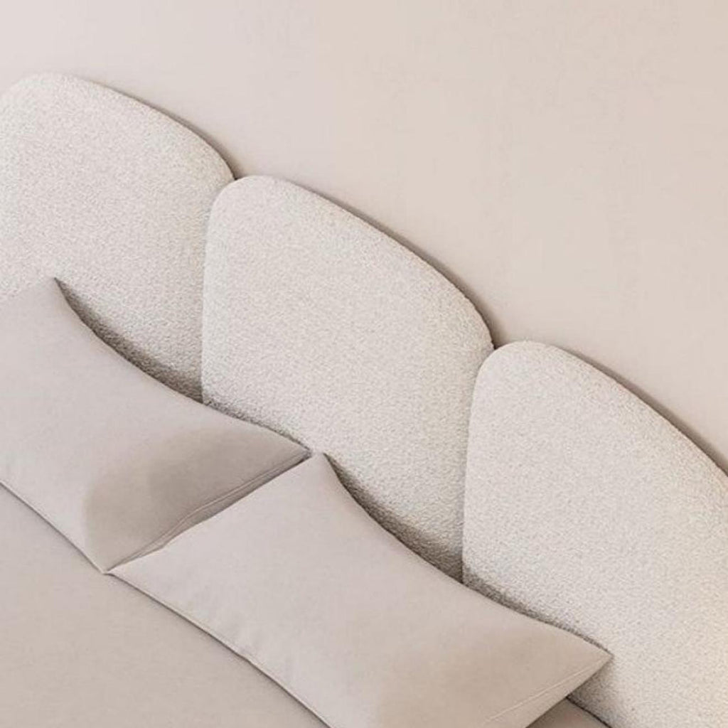 Bed Frame Fleece Fabric Platform Bed Thick Padded Headboard Premium Wooden Frame Bedroom Apartments Furniture