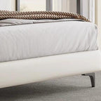 Bed Frame Leather Fabric Platform Bed Thick Padded Headboard Premium Wooden Frame Bedroom Apartments Furniture