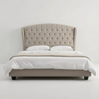 Upholstered Platform Bed - Custom Sizes & Colors, Handcrafted Classic Button-Tufted Fleece Bed Frame - King/Queen/Super King & Custom