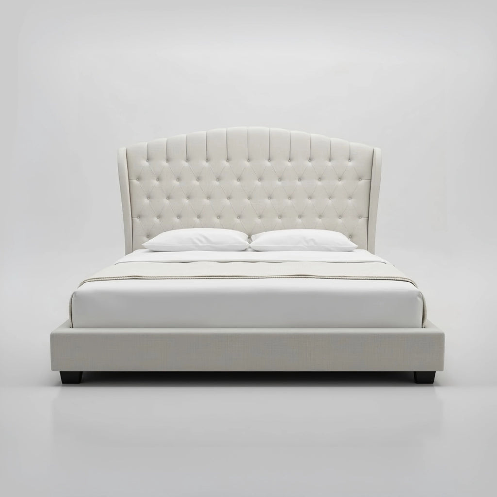 Upholstered Platform Bed - Custom Sizes & Colors, Handcrafted Classic Button-Tufted Fleece Bed Frame - King/Queen/Super King & Custom