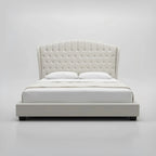 Upholstered Platform Bed - Custom Sizes & Colors, Handcrafted Classic Button-Tufted Fleece Bed Frame - King/Queen/Super King & Custom
