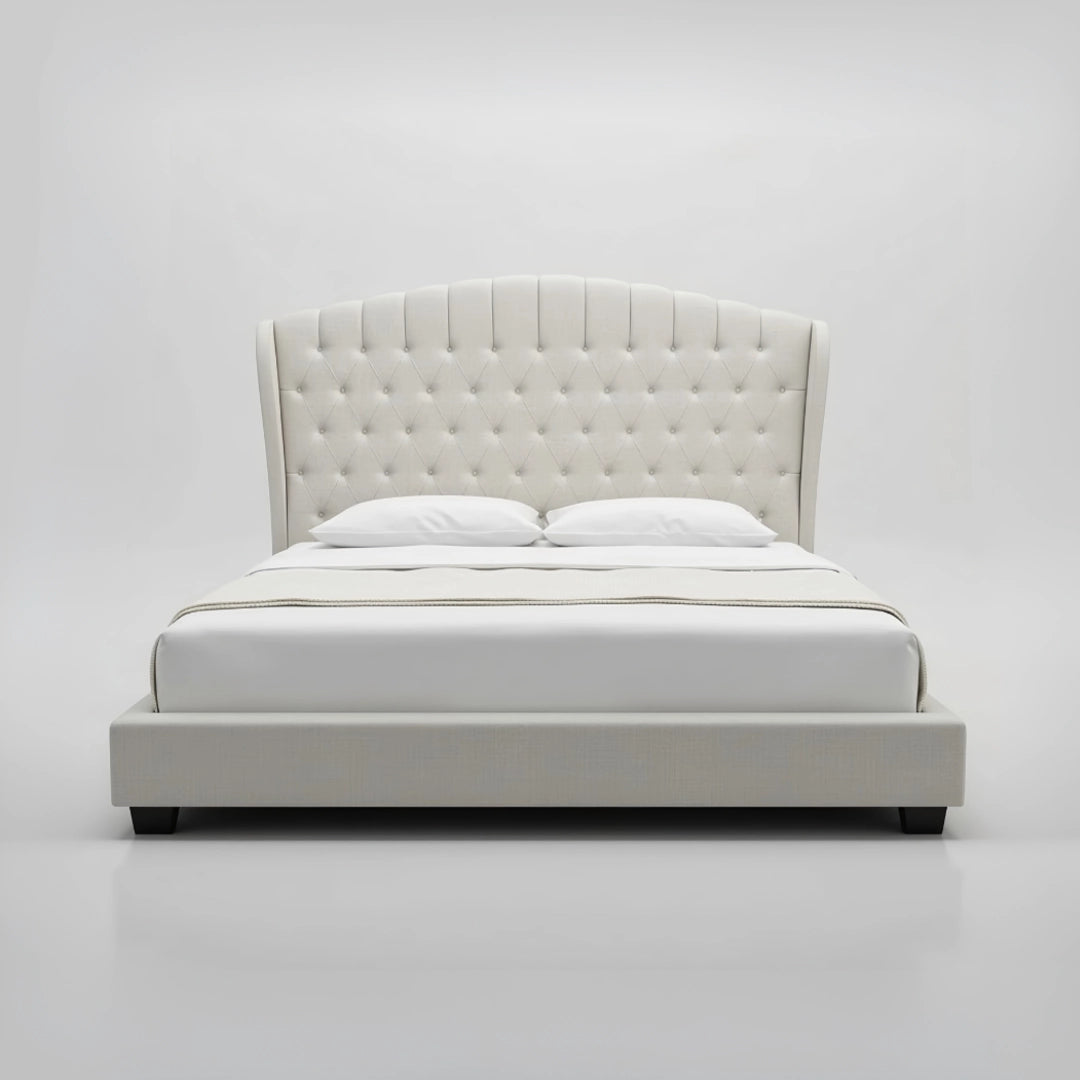Upholstered Platform Bed - Custom Sizes & Colors, Handcrafted Classic Button-Tufted Fleece Bed Frame - King/Queen/Super King & Custom