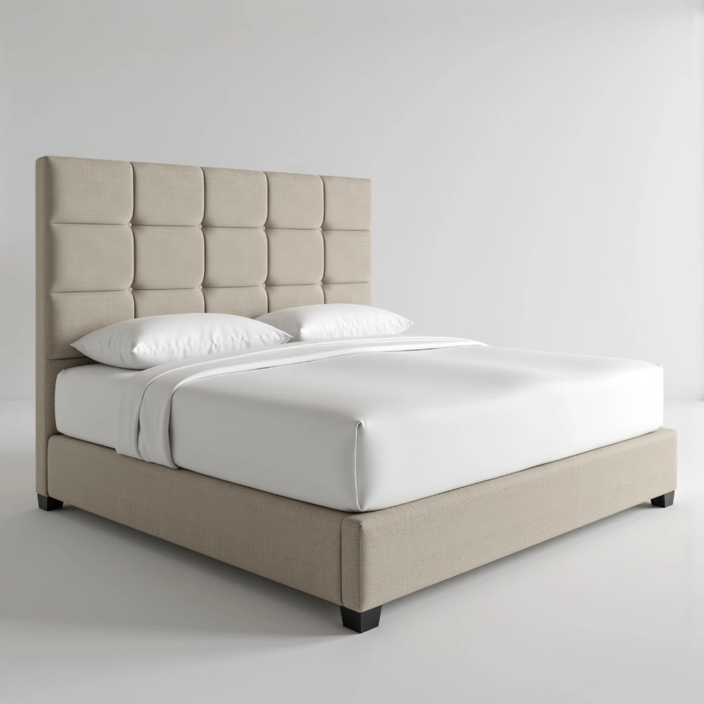MAPLE HOME DECORATION Custom Upholstered Platform Bed Frame - Classic Modern Style