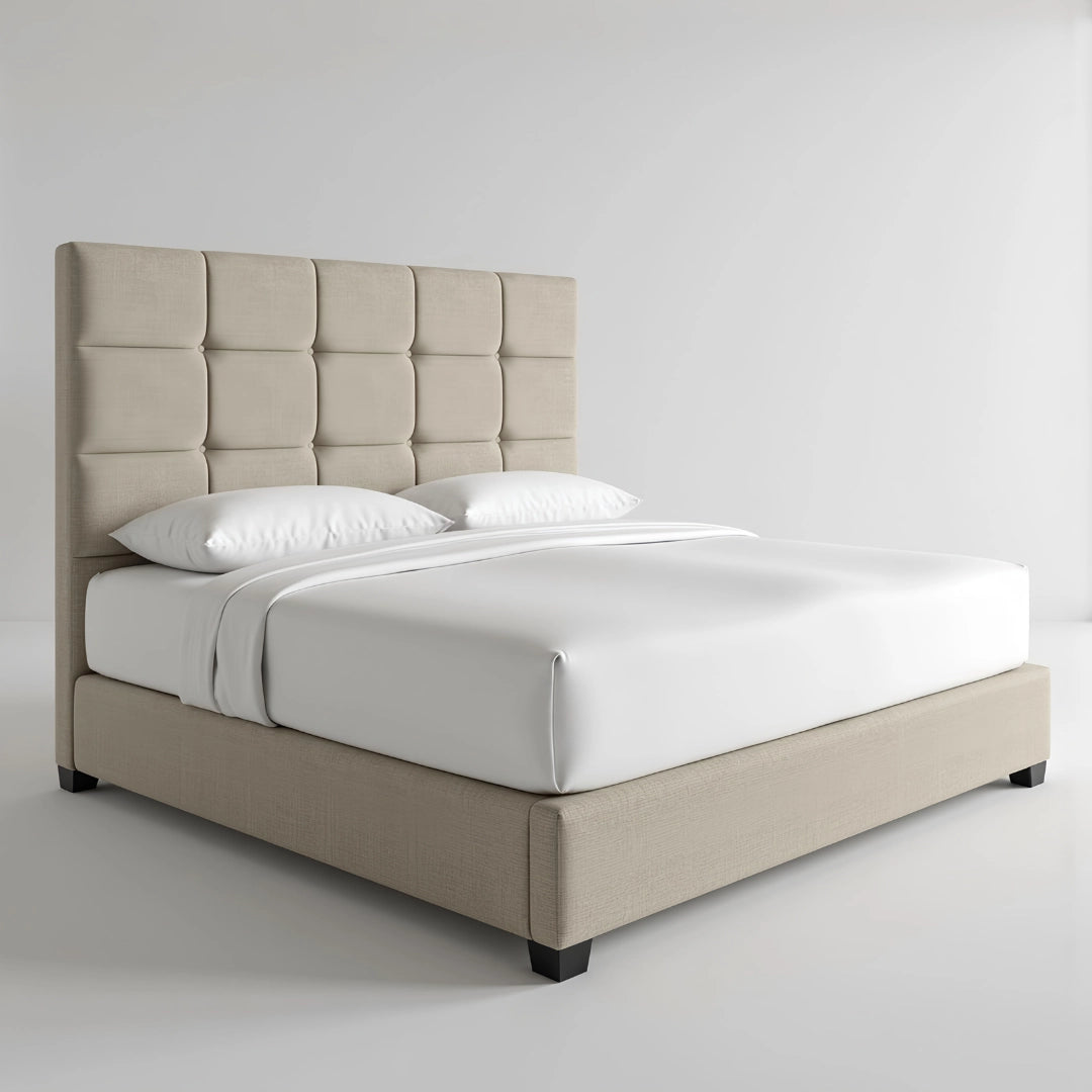 MAPLE HOME DECORATION Custom Upholstered Platform Bed Frame - Classic Modern Style