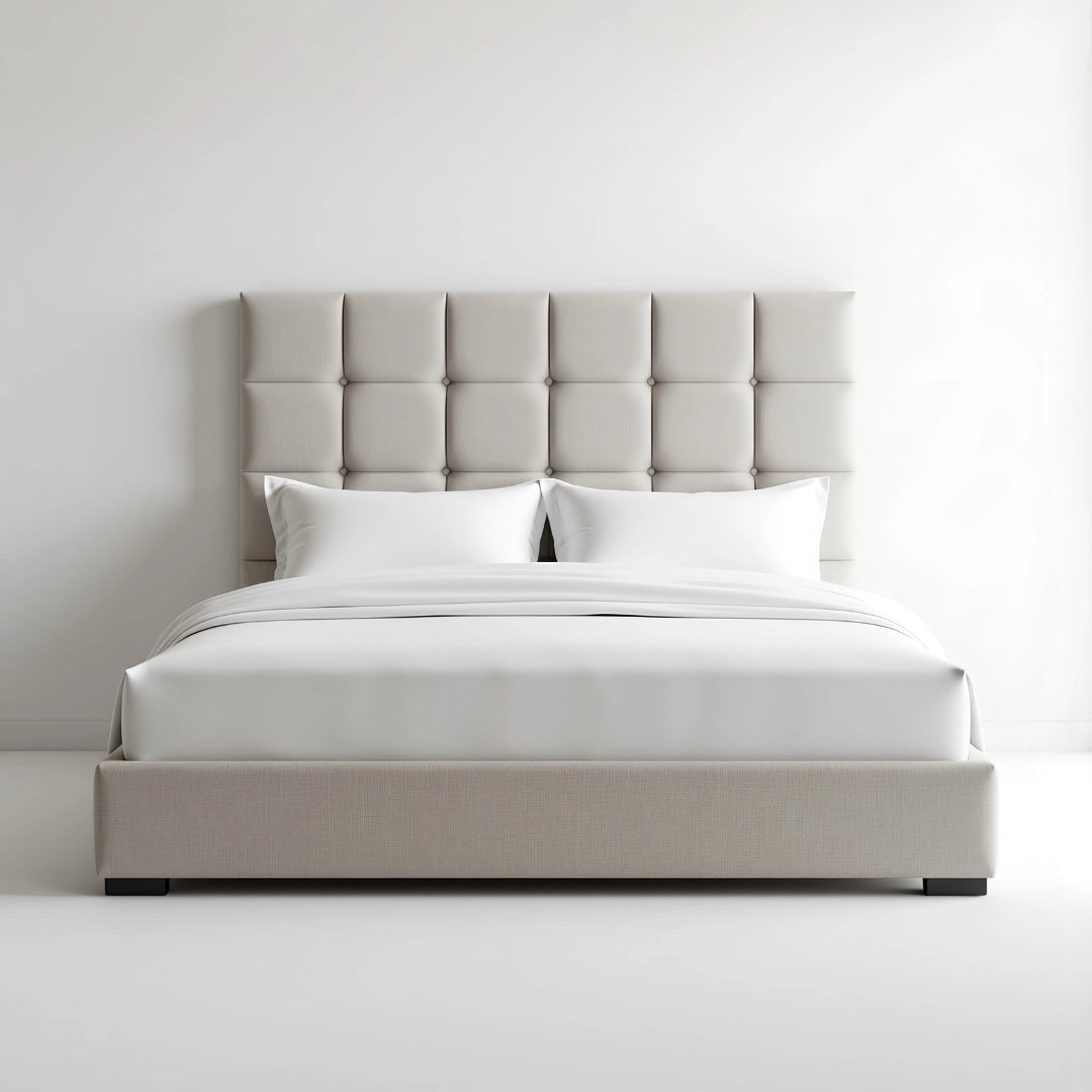 MAPLE HOME DECORATION Custom Upholstered Platform Bed Frame - Classic Modern Style