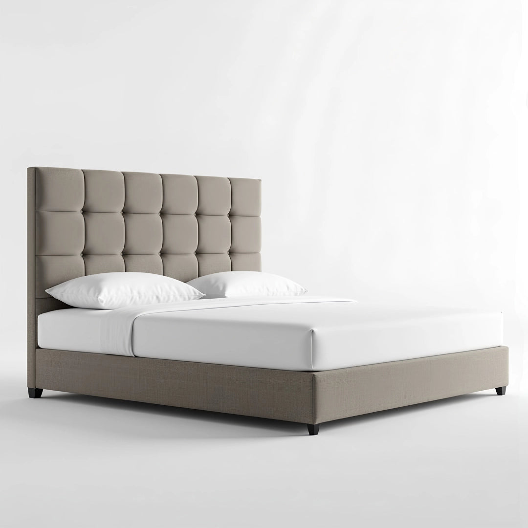 MAPLE HOME DECORATION Custom Upholstered Platform Bed Frame - Classic Modern Style