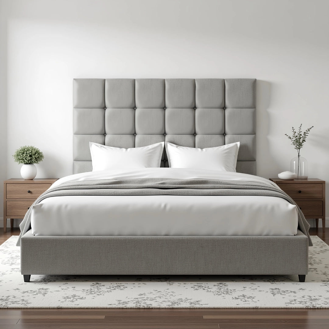 MAPLE HOME DECORATION Custom Upholstered Platform Bed Frame - Classic Modern Style