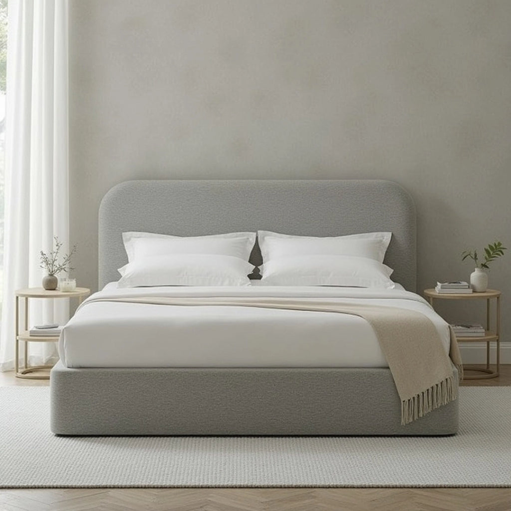 MAPLE HOME DECORATION Mila Rounded Headboard Upholstered Bed Frame - Custom Sizes
