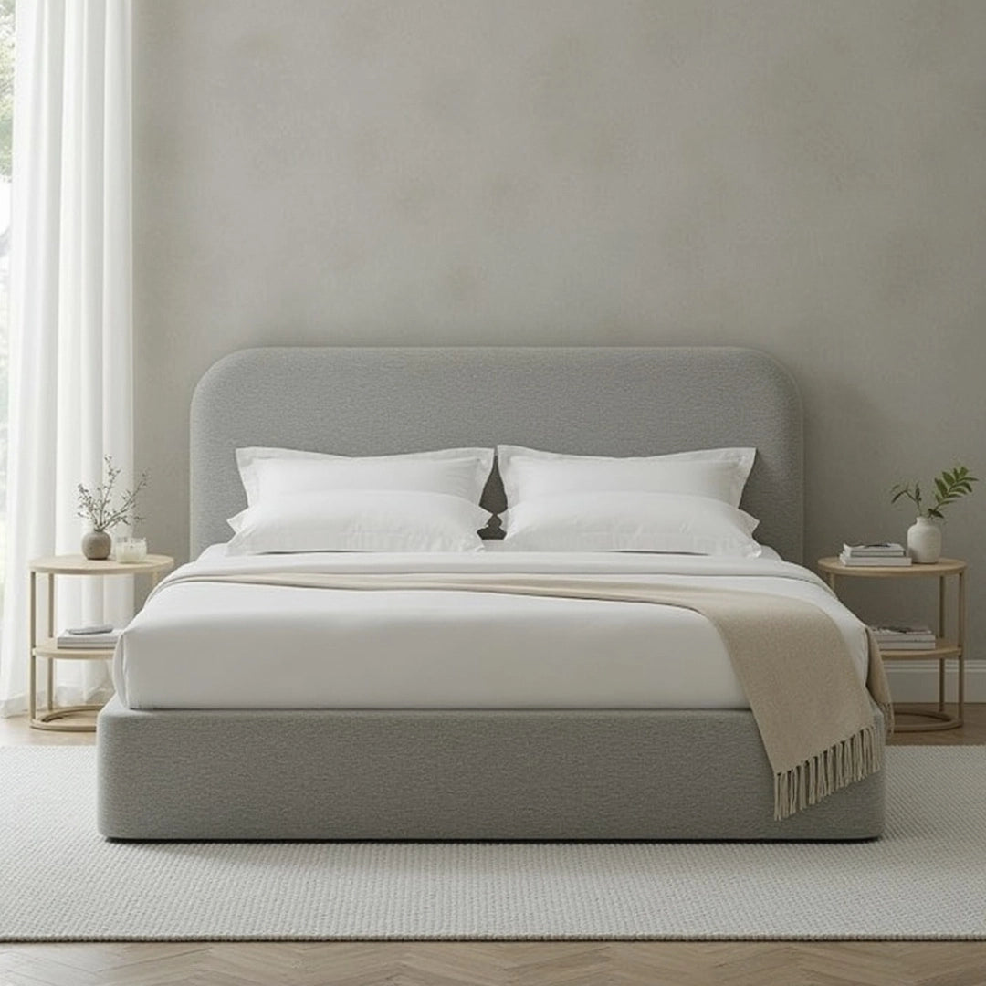 MAPLE HOME DECORATION Mila Rounded Headboard Upholstered Bed Frame - Custom Sizes