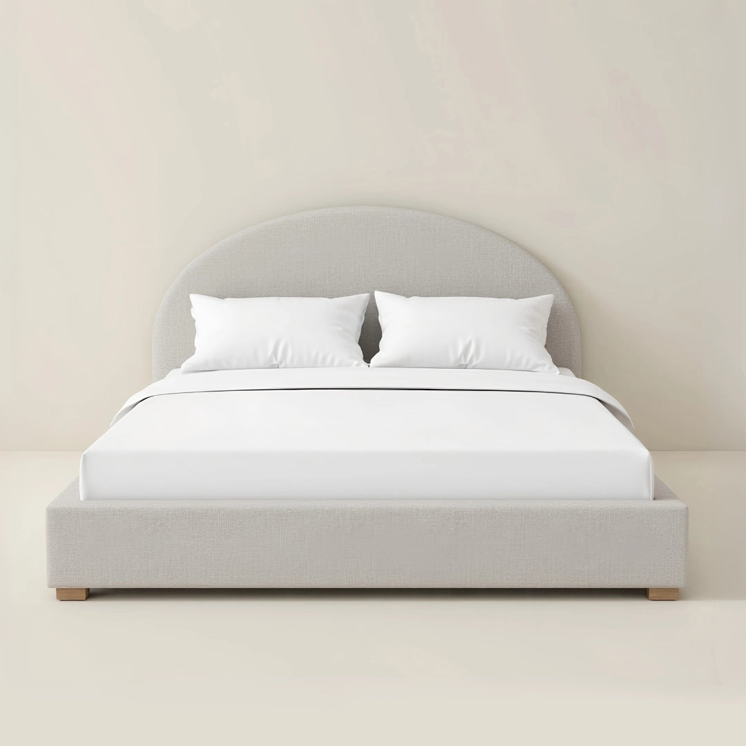 MAPLE HOME DECORATION Moon Rounded Headboard Upholstered Bed Frame - Custom Sizes