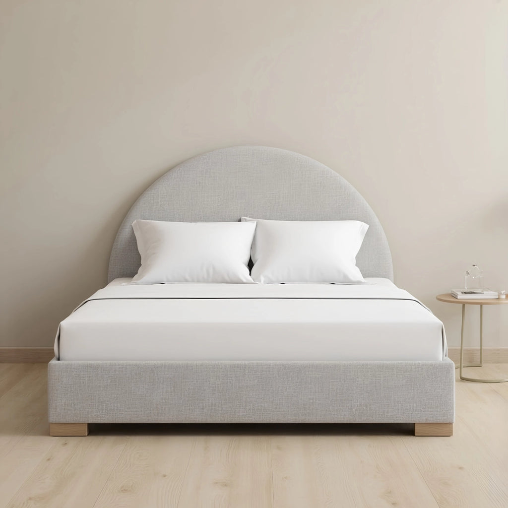 MAPLE HOME DECORATION Moon Rounded Headboard Upholstered Bed Frame - Custom Sizes