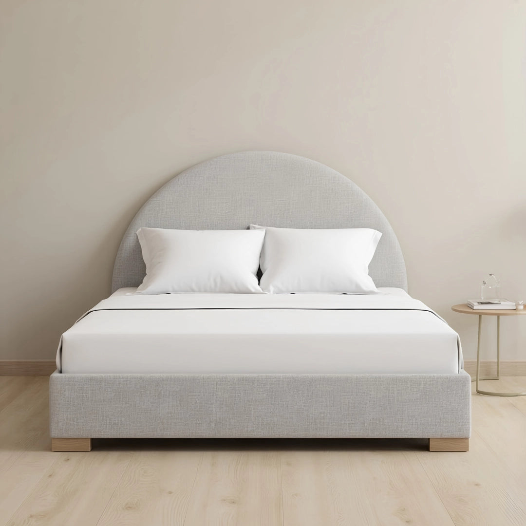 MAPLE HOME DECORATION Moon Rounded Headboard Upholstered Bed Frame - Custom Sizes