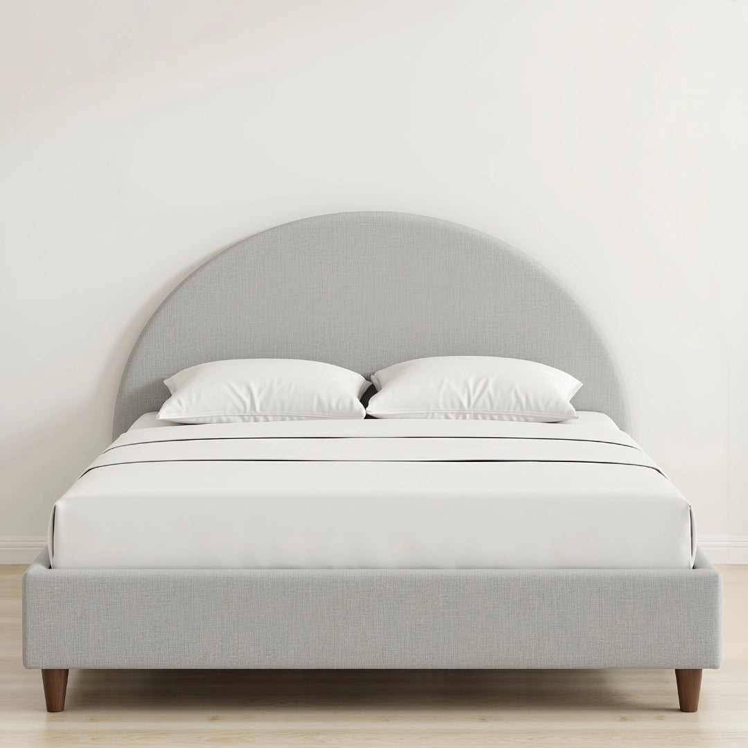 MAPLE HOME DECORATION Moon Rounded Headboard Upholstered Bed Frame - Custom Sizes