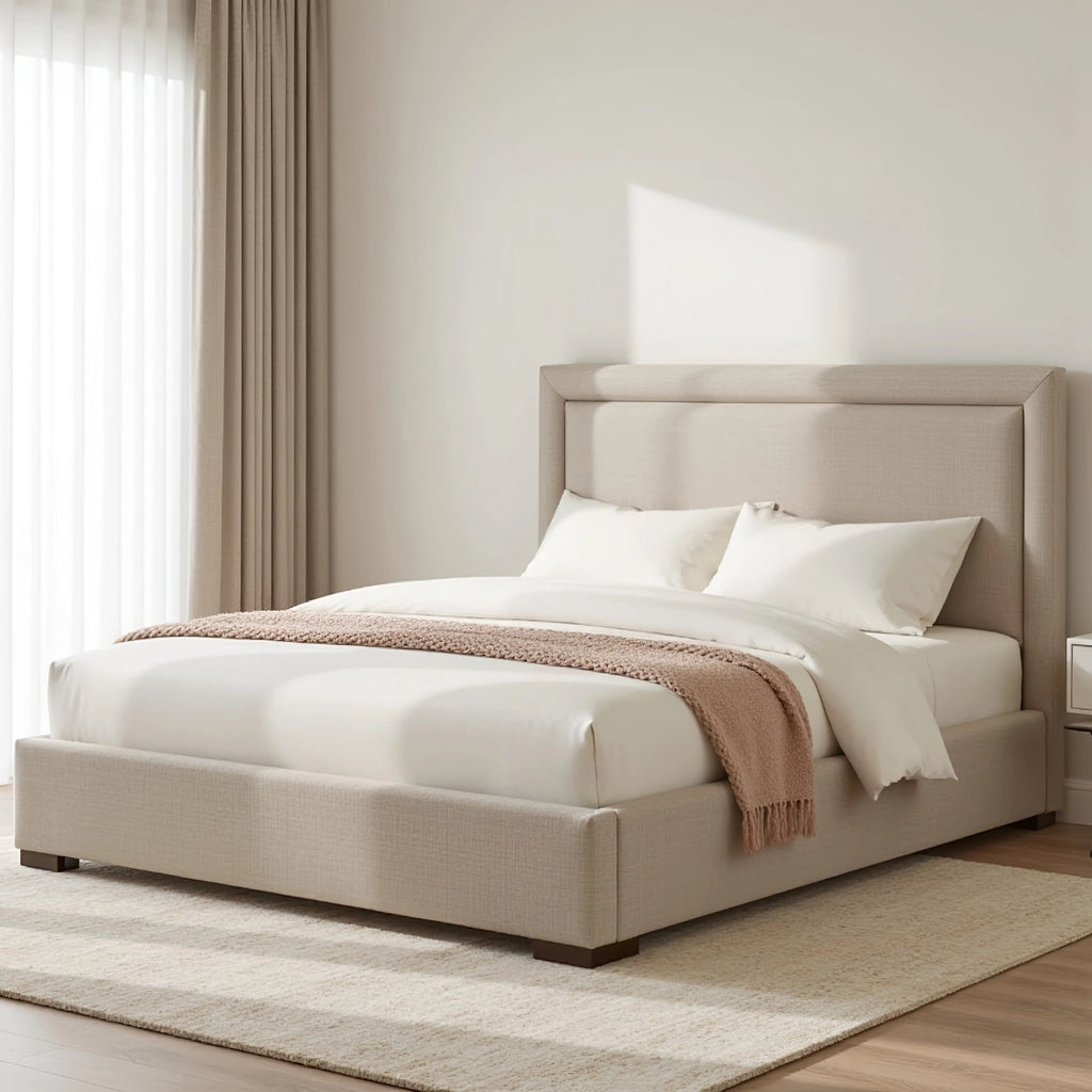 MAPLE HOME DECORATION Tony Structured Upholstered Bed Frame - Custom Sizes