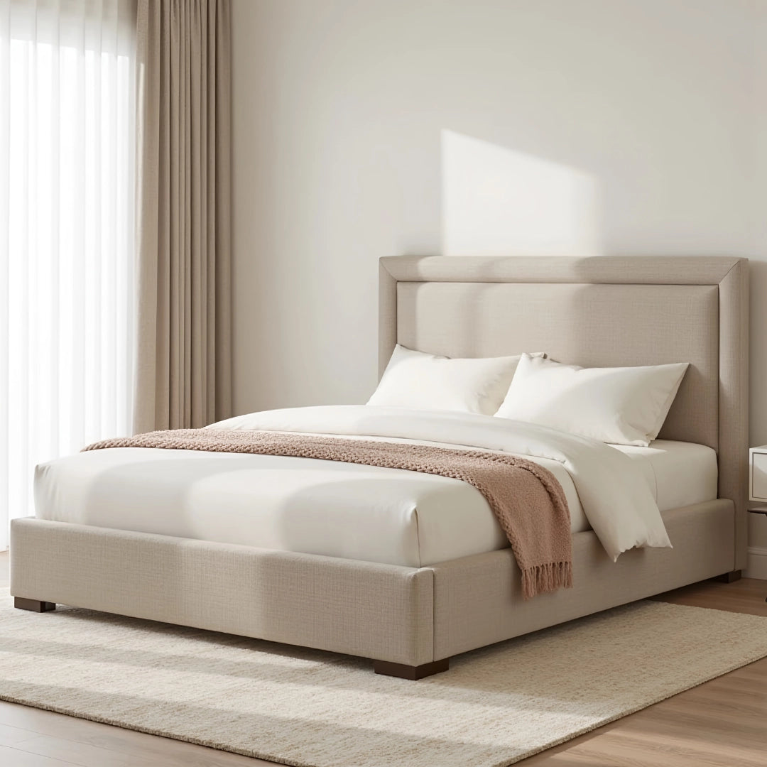 MAPLE HOME DECORATION Tony Structured Upholstered Bed Frame - Custom Sizes