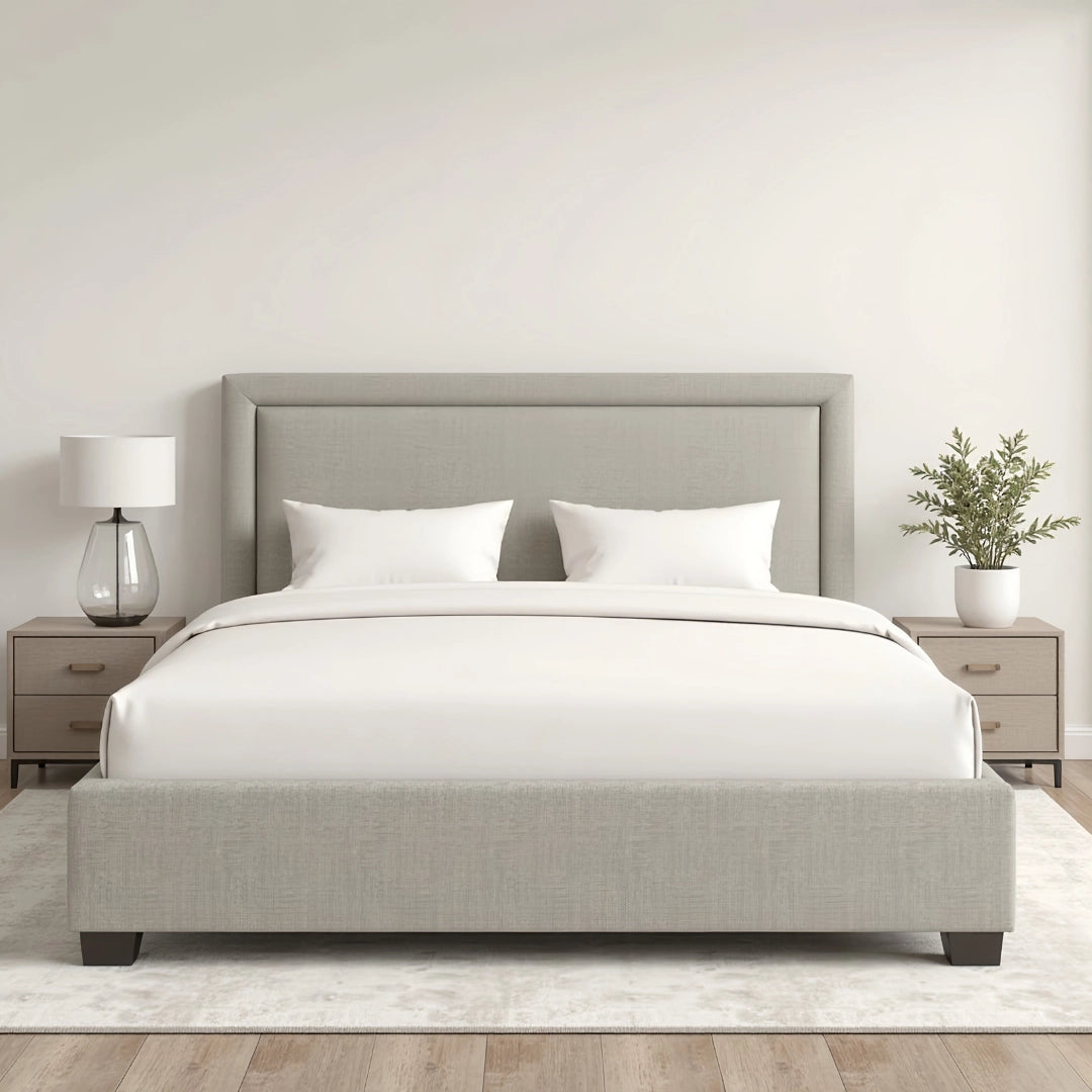 MAPLE HOME DECORATION Tony Structured Upholstered Bed Frame - Custom Sizes