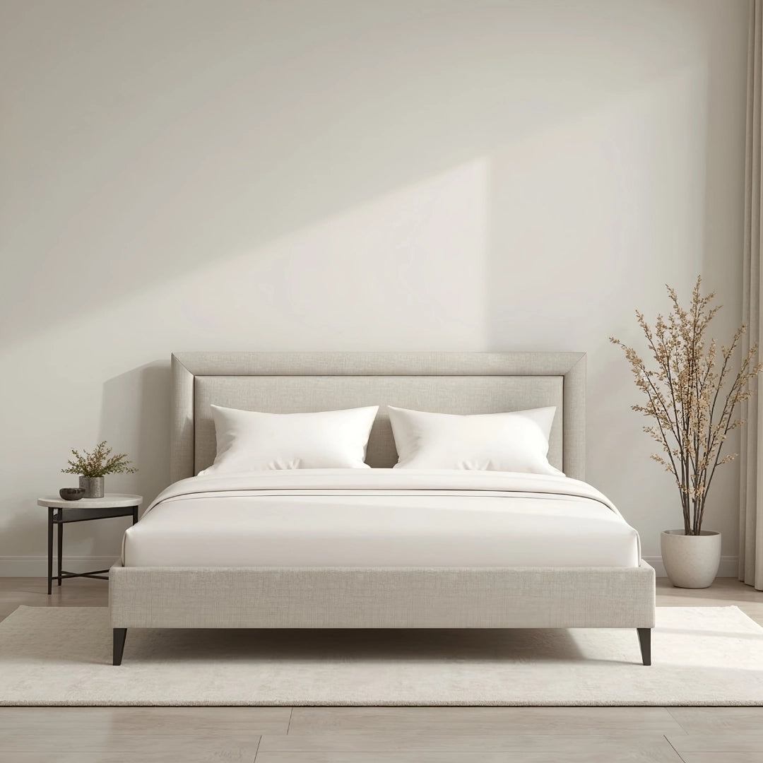 MAPLE HOME DECORATION Tony Structured Upholstered Bed Frame - Custom Sizes