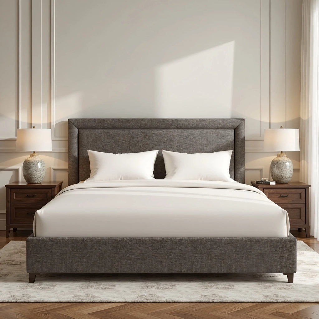 MAPLE HOME DECORATION Tony Structured Upholstered Bed Frame - Custom Sizes