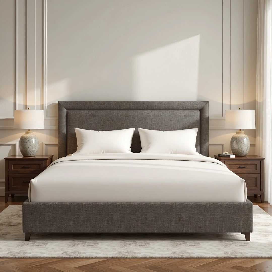 MAPLE HOME DECORATION Tony Structured Upholstered Bed Frame - Custom Sizes