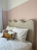 MAPLE HOME DECORATION Wavy Headboard Upholstered Bed Frame - Custom Sizes