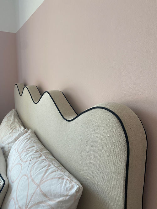 MAPLE HOME DECORATION Wavy Headboard Upholstered Bed Frame - Custom Sizes