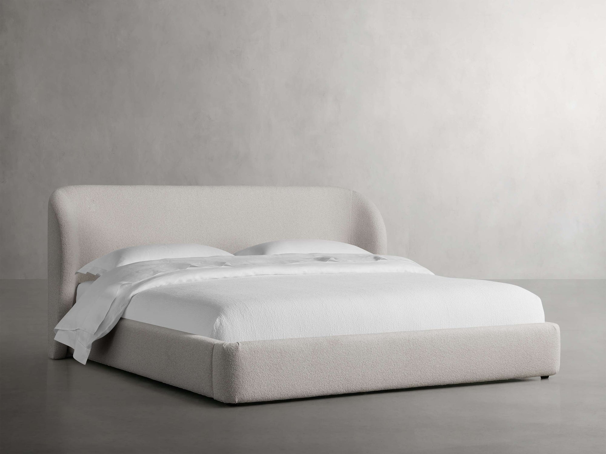 MAPLE HOME DECORATION Curved Headboard Upholstered Bed - Custom Sizes